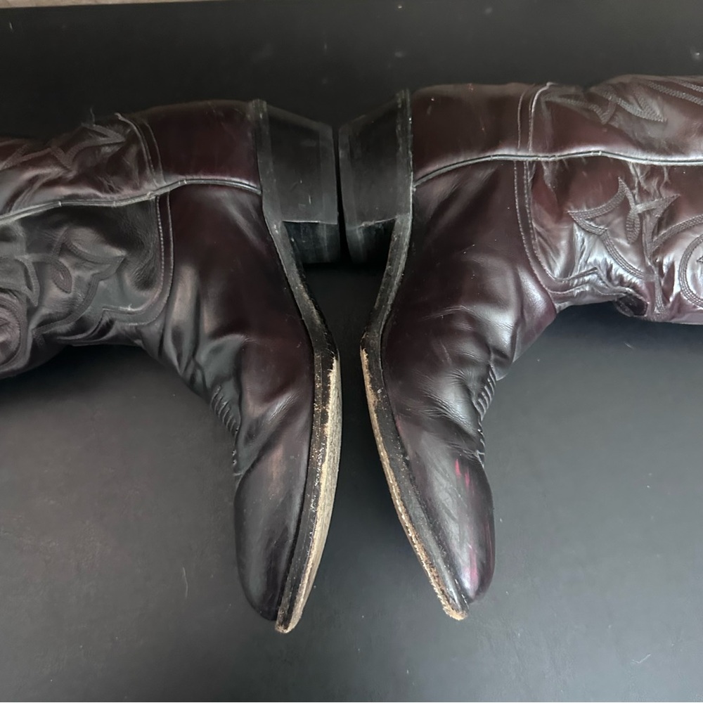 VTG Tony Lama Western Cowboy Boots 2996‎ Elegant Boot Red Burgundy Men’s 8.5 EE - Picture 8 of 14